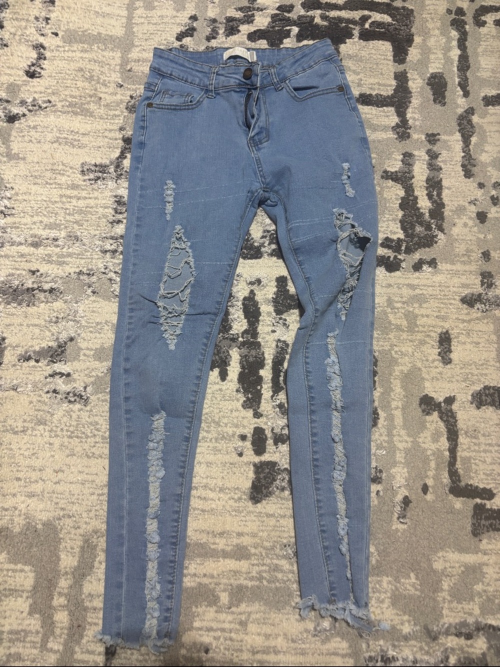 Light Blue Distressed High-Rise Skinny Jeans for Women
